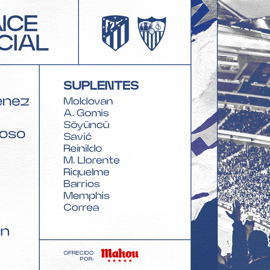 Ya Conocemos Las Alineaciones Titulares Para El Atleti-Sevilla - Club ...