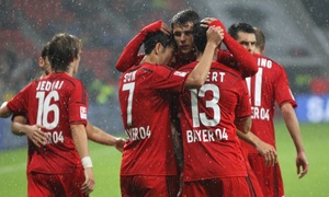 El Bayer Leverkusen, celebrando un gol