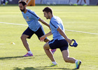 temporada 14/15 . Entrenamiento en la Ciudad deportiva de Majadahonda. Gabi y Juanfran realizando ejercicios físicos