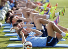 temporada 14/15 . Entrenamiento en la Ciudad deportiva de Majadahonda. Jugadores realizando ejercicios físicos