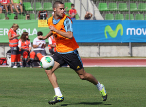 Mario Suárez, en el entrenamiento de la selección absoluta celebrado el miércoles 4 de septiembre en La Ciudad del Fútbol de Las Rozas 