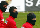 temporada 13/14. Entrenamiento en la Ciudad deportiva de Majadahonda. Diego Costa Arda y Villa durante el entrenamiento