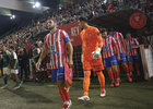 Cacereño-Atleti. Salida equipos campo.